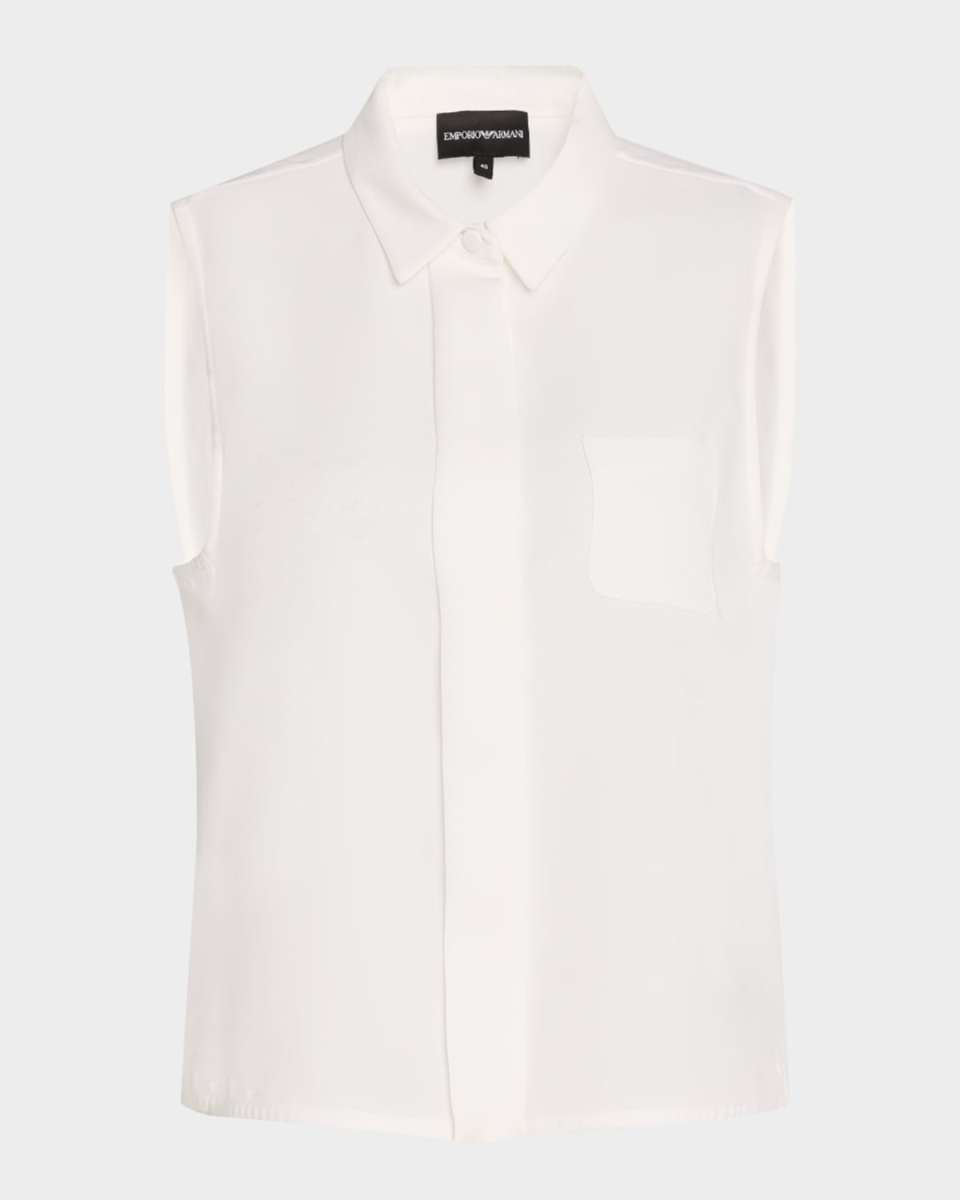 Sleeveless Button-Down Blouse